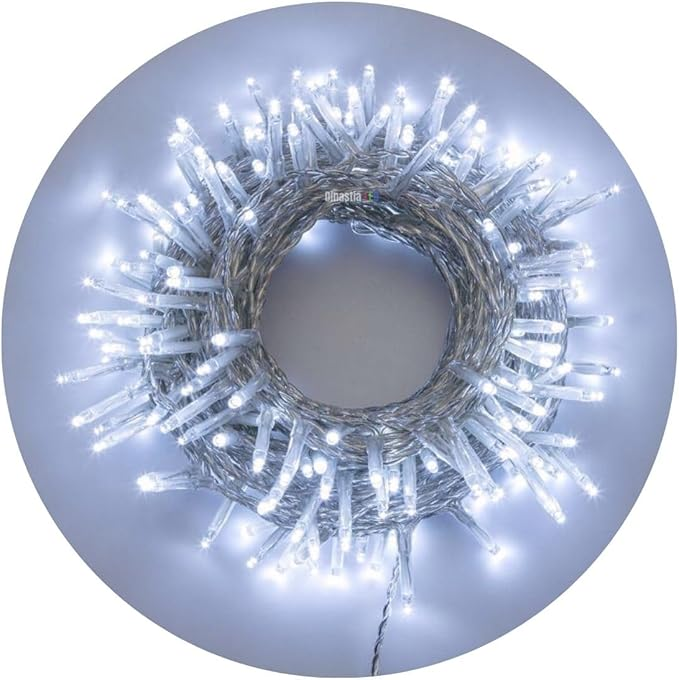Cordão de LED Decorativo, 10 Metros, 100 Luzes Fixas, Branco Quente, para Árvore de Natal, com Conector para Emendas , 10m - 110V) - Sucesso Real