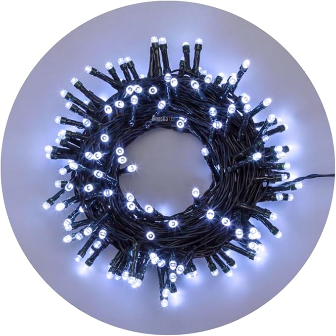 Cordão de LED Decorativo, 10 Metros, 100 Luzes Fixas, Branco Quente, para Árvore de Natal, com Conector para Emendas , 10m - 110V) - Sucesso Real